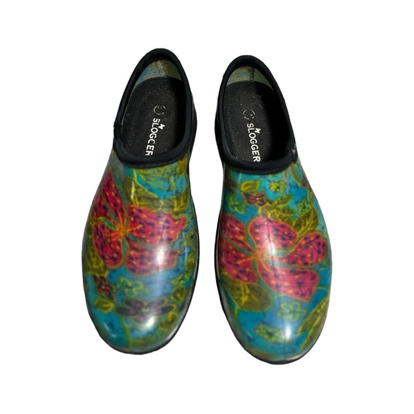 Sloggers Floral Rain Shoes Size 10 Waterproof Slip On Rubber Gardening Shoes - Picture 2 of 13